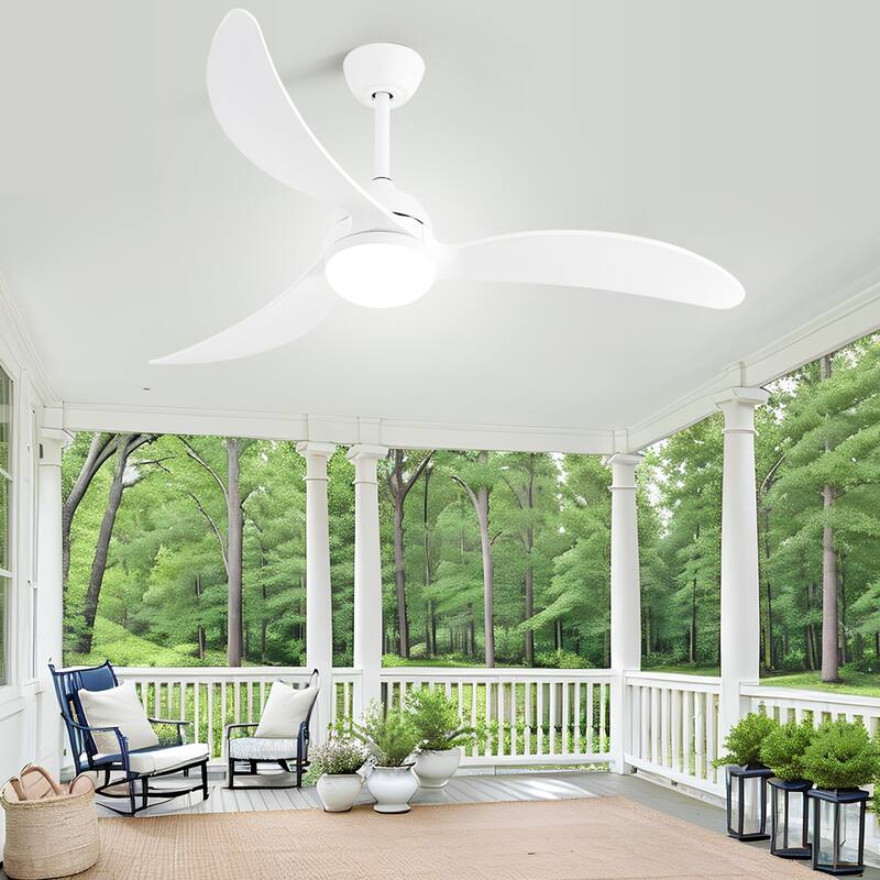 52" Ceiling Fan with Light and Remote,LED Dimmable,Reversible Airflow